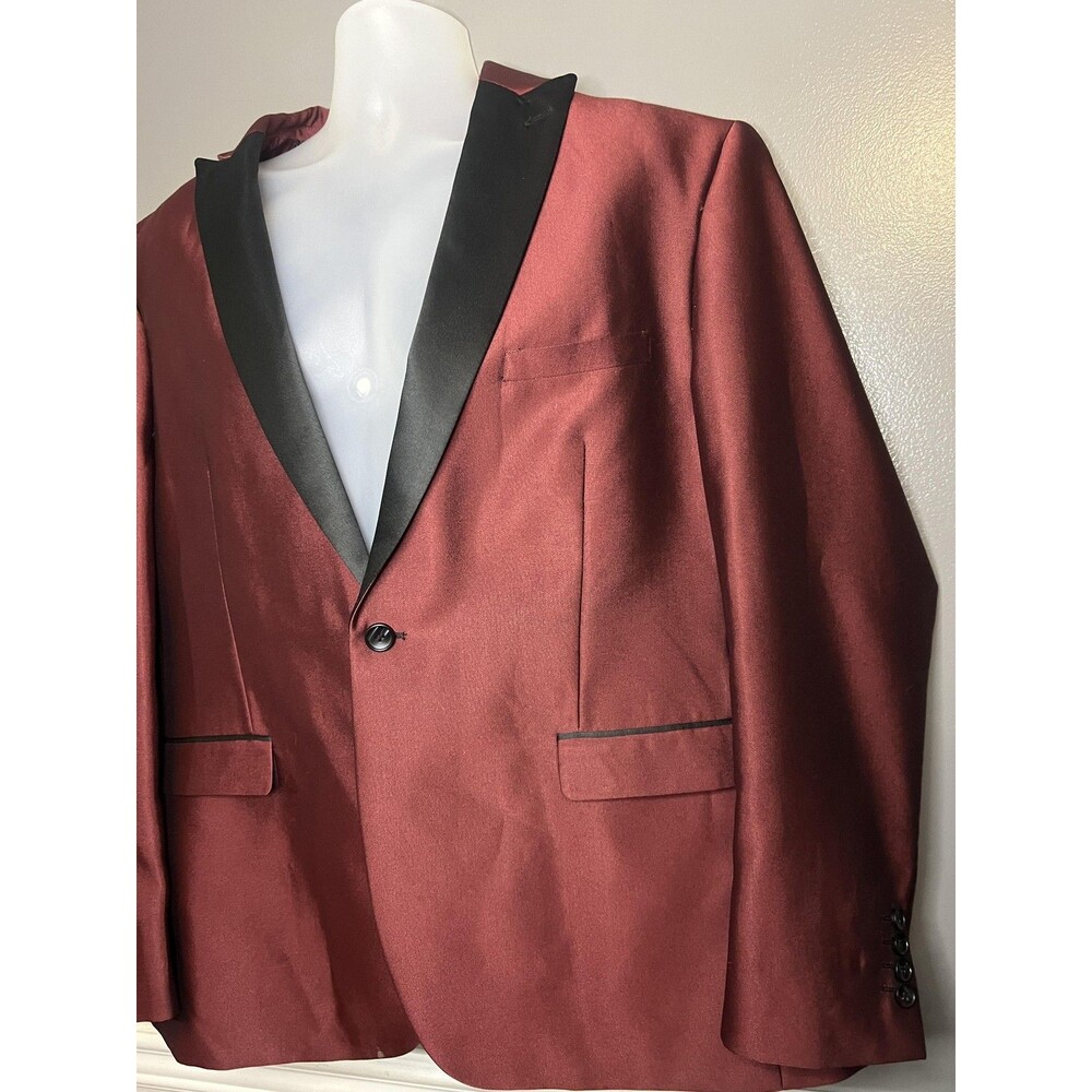 Needle Stitch Tuxedo Blazer Jacket Mens 50R Red Shawl Lapel One Button Formal - Picture 4 of 8